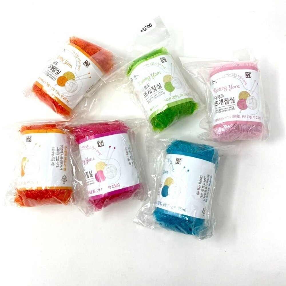 Korean Scrubby Sparkle Yarn Knitting Crochet 6-Pack 13 Grams/ 27.3 Yards